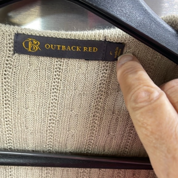 Outback Red oatmeal Fairy Ruffle open front w/hook & eye Cardigan Women Large - Picture 3 of 10